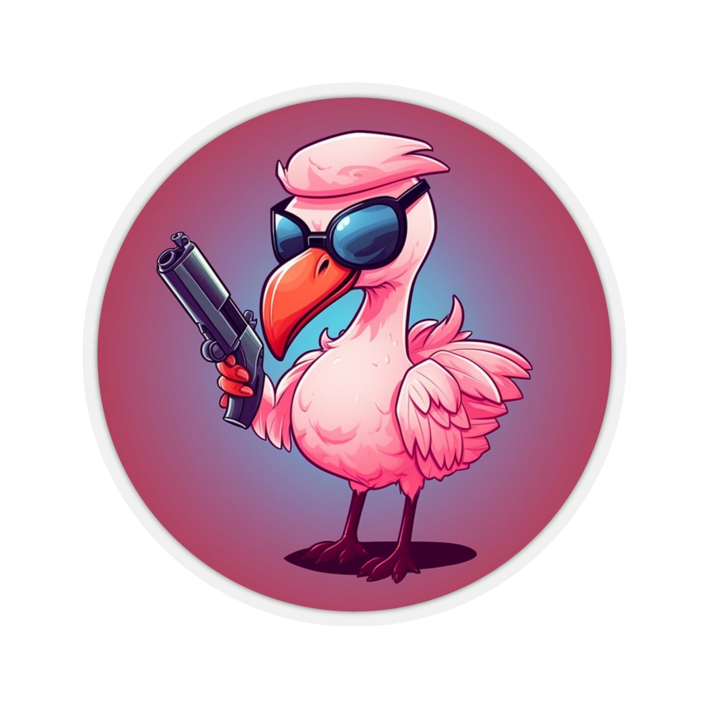 Armed & Cool Flamingo Sticker